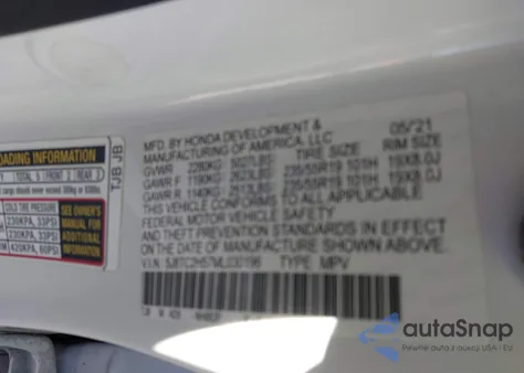 2021 Acura Rdx Technology Package z USA, uszkodzony, nr VIN 5J8TC2H57ML030196